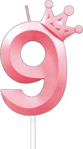 Vista 5 de 3,15 pulgadas rosa 2 cumpleaños vela cumpleaños velas 3D corona diseñada