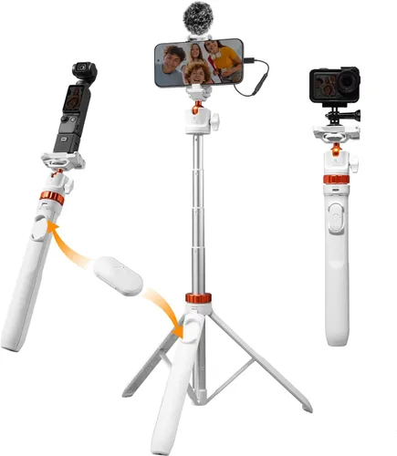 Vista 9 de K&F CONCEPT Palo de Selfie Trípode para Teléfono de 62 pulgadas, 2 en 1, ligero y extensible, soporte de trípode para teléfono celular con control