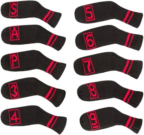 Vista 9 de Scott Edward 10 fundas para cabezas de palos de golf para hierros, básicamente, con forma de calcetines, lavables, duraderos, protectores de cabeza