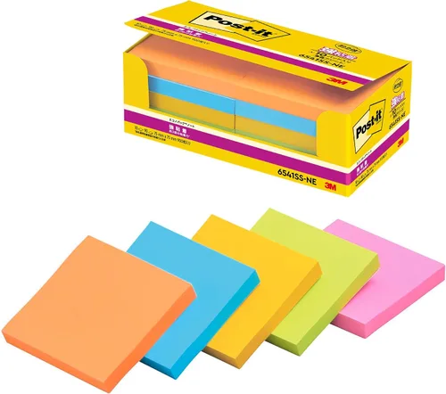 Vista 12 de Pack of 5 75 x 75mm mixed color fluorescence Sumitomo (3M) Post-it (R) strong adhesion Notes 654-5SSAN (japan import)