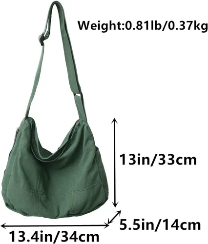 Vista 2 de TUPIRIYN Bolso cruzado de lona para mujer, bolso de hombro casual, color sólido, bolso de compras grande, bolso de mensajero, unisex