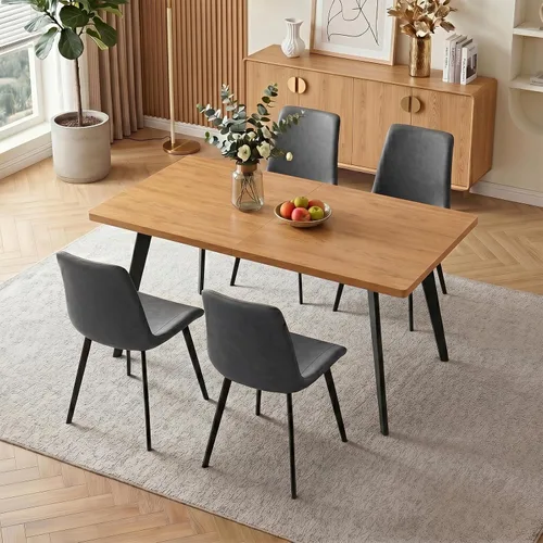 Vista 23 de Zerifevni 47.2"- 62.9" Extendable Dining Table Set of 5 Kitchen Table with 4 Dining Chairs, Modern Gray Wood Grain, Waterproof Scratchproof for