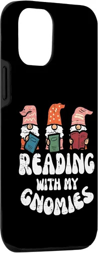 Vista 3 de Funda para iPhone 15 Reading With My Gnomies Funny Gnomes Book Lover Bookworm