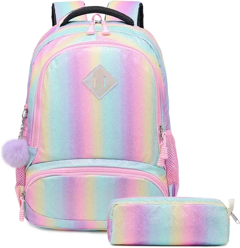 Vista 8 de Meisohua Mochilas escolares para niñas, mochila de unicornio con bolsa de almuerzo y estuche para lápices, juego de bolsas escolares 3 en 1