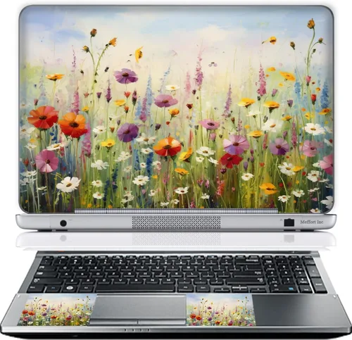 Vista 11 de Meffort Inc Adhesivo decorativo para laptop de hasta 12.3 pulgadas (incluye 2 muñequeras) - Nubes de galaxia