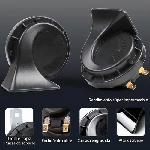 Vista 5 de FARBIN Bocina compacta para motocicleta de 12 V, bocinas de tono Daul súper