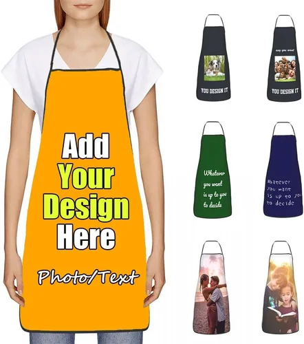 Vista 9 de Delantal Personalizado, Diseña Tu Propio Delantal de Cocina para Cocinar, Sube Tus Fotos Favoritas Logo, Añade Cualquier Nombre o Texto