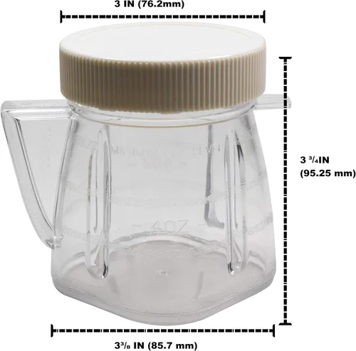 Vista 6 de Univen 1 taza (8oz) Mini tarro de licuadora con tapa sellada para licuadoras Oster y Osterizador, paquete de 6