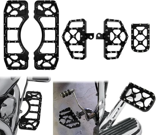 Vista 9 de Juego de tablas de suelo para conductor, estribos delanteros y traseros, MX Wide Offroad CNC Pedal de freno apto para Harley Touring Road Glide