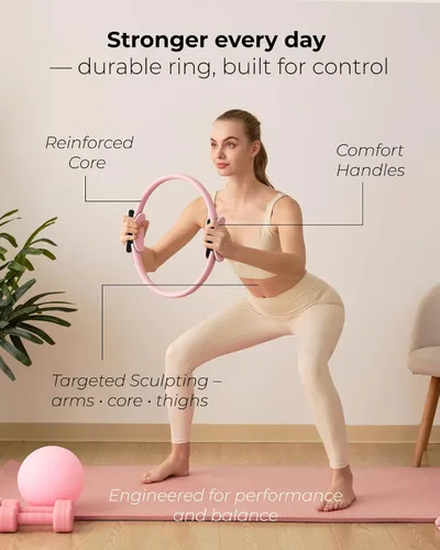 Vista 6 de Juego de mancuernas ajustables rosas de 2 libras a 5 libras y kit de pilates rosa