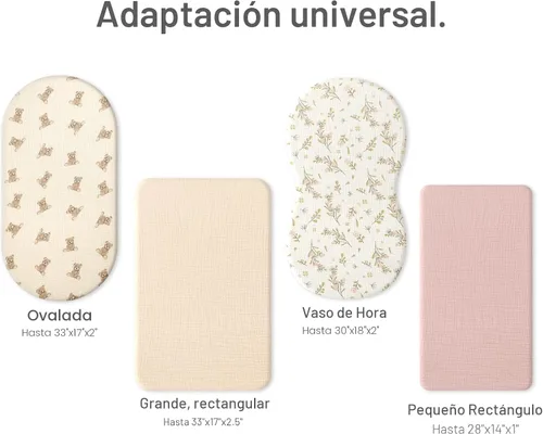 Vista 5 de Sábanas orgánicas para cuna de bebé de 33 x 17 pulgadas, 100% algodón de muselina para bebé, niña, niño, funda de colchón ajustable suave compatible