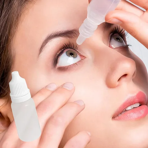 Vista 7 de 50 botellas vacías de plástico transparente de 0.3 fl oz (gotas de enchufe extraíble) contenedores de líquido para ojos para cuidado personal