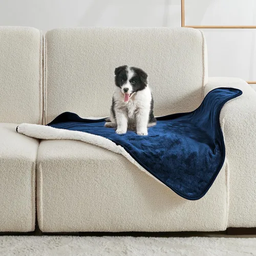 Vista 7 de Manta impermeable para cama, sofá, manta líquida suave a prueba de orina para perro, cachorro, gato, protector reversible de vellón Sherpa