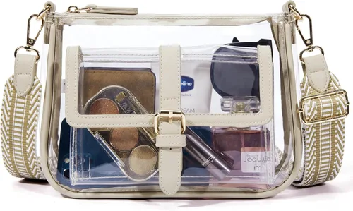 Vista 8 de Cartera de hombro transparente con correa de guitarra de Missnine, bolsa cruzada aprobada para estadio, bolsa de concierto para mujer de PVC