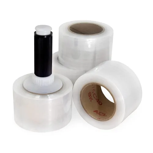 Vista 10 de IDL Packaging Mini rollo elástico de 3 pulgadas, 700 pies, calibre 120 (paquete de 2) con un mango de plástico incluido – Envoltura de plástico