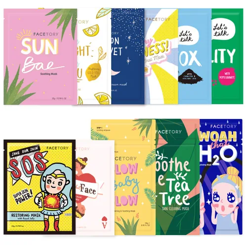 Vista 9 de FACETORY K Beauty Mascarilla Facial para el Cuidado de la Piel - FAVORITE 11 COLLECTION Juego de Mascarillas Faciales Mascarilla Facial Coreana