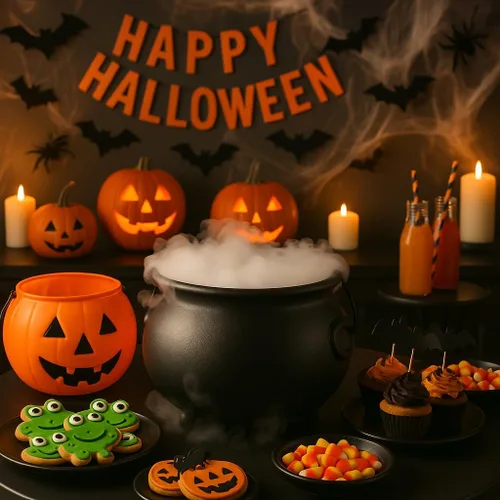 Vista 6 de GiftExpress Cubo Caldero Negro de 8" – Tazón de Dulces de Halloween, Truco o Trato, Decoración de Olla de Oro de San Patricio, Hervidor de Bruja