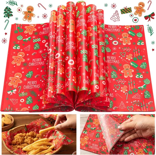 Vista 13 de 100 piezas de hojas de papel encerado de regreso a la escuela para alimentos, papel encerado para envoltorios de sándwiches de comida, envoltorios