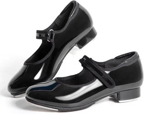 Vista 2 de Zapatos de baile de fácil correa con piel sintética para niños y niñas.