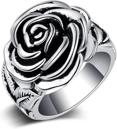 Vista 6 de IDesign Anillo de rosa retro Grunge Y2k Vintage Flower Ring para mujeres y hombres
