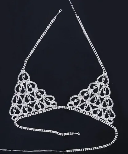 Vista 6 de Ropa interior sexy de Rhinstone para mujer, cadena de cristal, cadena de cintura para el vientre, minivestido brillante, joyería nocturna, bragas