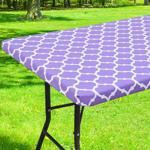 Vista 8 de Smiry Mantel cuadrado para mesa de pícnic, manteles de camping impermeables elásticos ajustables, protector de mantel de vinilo con respaldo de Gris