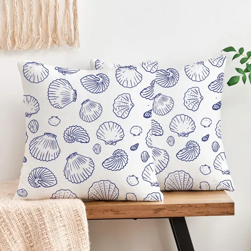 Vista 6 de Fundas de almohada azules con acuarela de playa, mar, océano, paisajes de naturaleza, funda de cojín cuadrada para sofá, cama, dormitorio