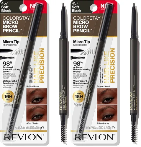 Vista 16 de Revlon ColorStay Micro lápiz de cejas con cepillo de carrete integrado, impregnado con aceite de argán y marula, impermeable, a prueba de manchas