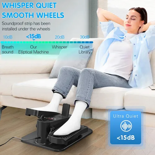Vista 3 de Under Desk Elliptical Machine, Mini Ellipse Leg Exerciser Electric Seated Pedal Fully Assembled Quiet Compact for Seniors Portable Stepper with