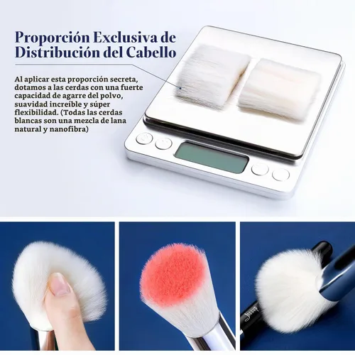 Vista 3 de Jessup Juego de 25 brochas de maquillaje profesional, base, polvo, corrector, sombra de ojos, difuminado, rubor, iluminador, brochas de cerdas