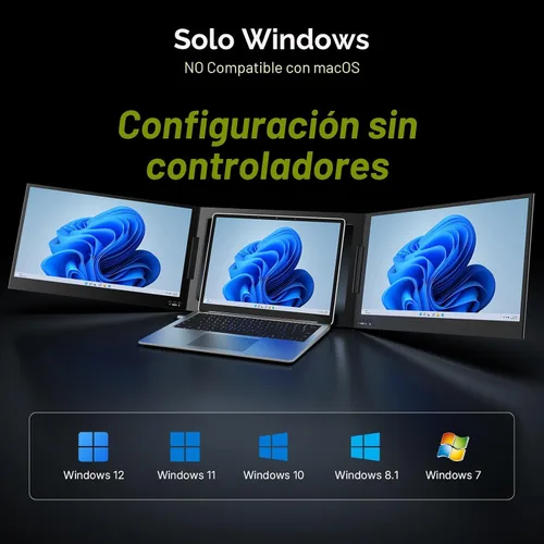 Vista 2 de QQH Extensor de pantalla para laptop, extensor de monitor de portátil USB C Negro