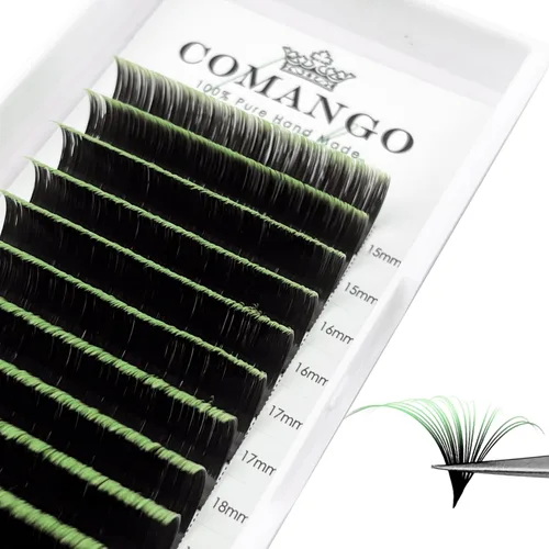 Vista 32 de CoMango Easy Fan - Extensiones de pestañas rizadas C/D de 0.05/0.003 in, pestañas de volumen que florecen automáticamente, color negro mate 2D-20D