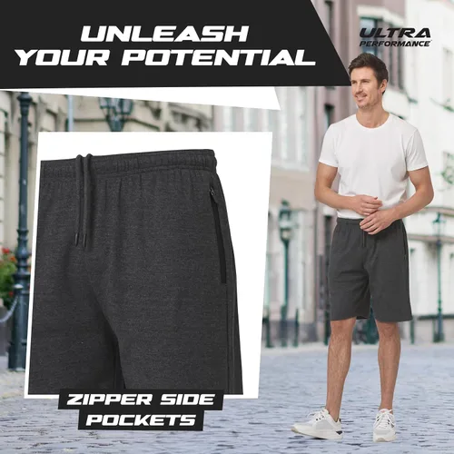 Vista 3 de Ultra Performance 3 Pack Mens Shorts Casual Men's Athletic Short Workout Gym Shorts for Men with Zipper Pockets, Small - 5X