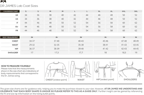 Vista 6 de Dr. James Abrigo de laboratorio para hombre, ajuste a medida, bolsillos para smartphone y tablet, blanco, 38 pulgadas de largo, Blanco