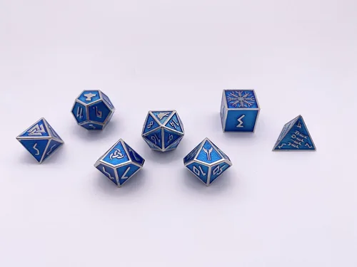 Vista 4 de Norse Foundry Banshee Wail - Juego de 7 dados poliédricos de metal completo para juegos de matemáticas DND Pathfinder