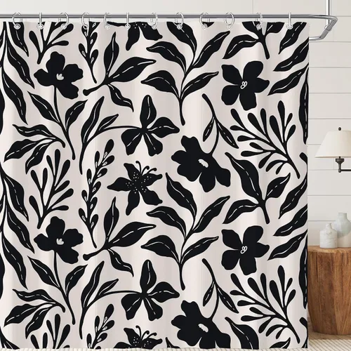 Vista 16 de Cortina de ducha pequeña para casa rodante, tamaño medio, estilo retro de los 70, con flores bonitas, estética abstracta de margaritas, decorativa