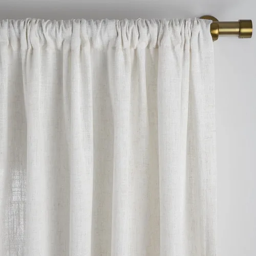 Vista 6 de TWOPAGES Linen Room Darkening Rod Pocket Curtain, Beige White, 36Wx24L #1 Beige Blanco