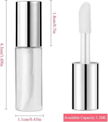 Vista 2 de Kit de tubos de brillo de labios, paquete de 45 tubos de brillo de labios vacíos de 0.04 onzas líquidas, contenedores de mini bálsamo reutilizables