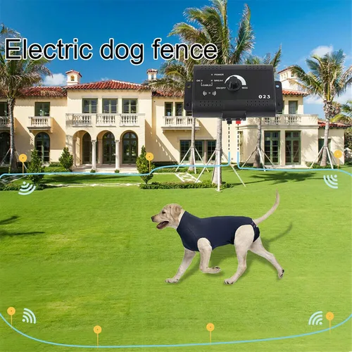 Vista 2 de Cerca eléctrica para perros, collar de entrenamiento impermeable y funciona con pilas, sistema de contención de valla para perros sobre el suelo