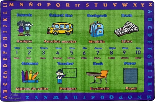 Vista 12 de SAFECASTLE ABC Picture Phonics - Alfombra educativa del alfabeto para niños, 7 pies 8 pulgadas x 10 pies 4 pulgadas, alfombra de aprendizaje
