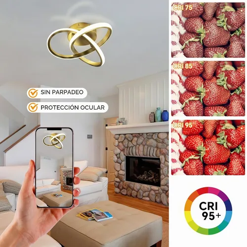 Vista 8 de Lámpara de techo moderna de 10 pulgadas, lámpara de techo regulable LED de 24 W con control remoto, temperatura de color ajustable de 3000 a 6000 K