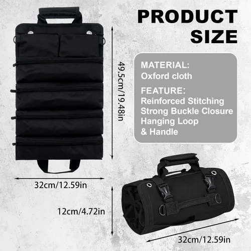 Vista 2 de Bolsa de herramientas enrollable plegable organizador de bolsa de herramientas con bolsas desmontables con cremallera Organizador de bolsas