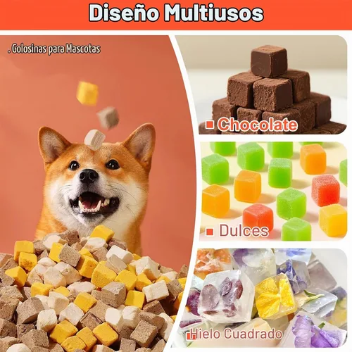 Vista 5 de Molde cuadrado para chocolate, 100 cavidades mini moldes cuadrados para dulces
