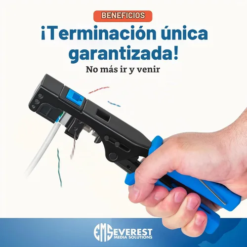 Vista 4 de Everest easyJACK - Herramienta Keystone de Terminación Rápida en Ángulo de 90° - Herramienta de Ponchado de Red que Ahorra Tiempo - Para Usar