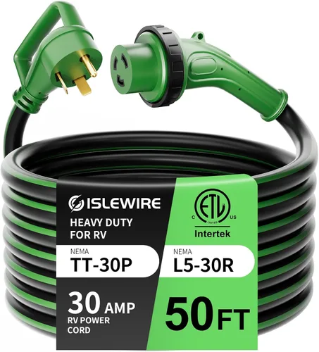 Vista 10 de Cable de alimentación RV de 30 amperios y 15 pies, cable STW resistente de calibre 10 con conector giratorio indicador de alimentación LED, NEMA