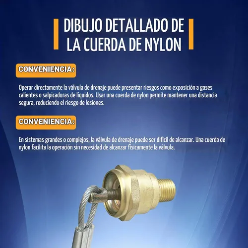 Vista 5 de TORQUE Válvula de drenaje de tanque de aire con cable de 60", válvula de drenaje del compresor de aire (reemplaza Haldex 12105) (TR12105) (1 pieza)
