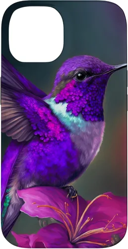 Vista 4 de Funda púrpura para iPhone XR para colibrí