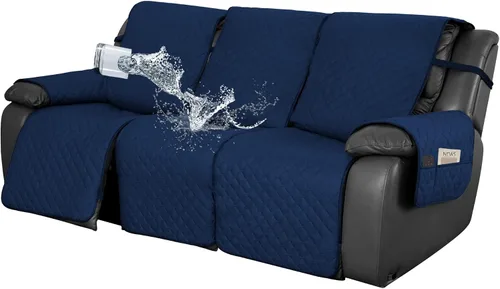 Vista 35 de Easy-Going Funda impermeable para sofá biplaza reclinable con bolsillo, funda de sofá reversible de 1 pieza para sillón reclinable de 2 asientos