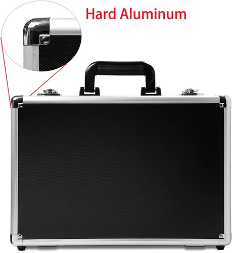 Vista 5 de HUL Caja de aluminio de dos tonos de 16 pulgadas con interior de espuma extraíble personalizable para instrumentos de prueba, cámaras, herramientas