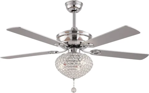 Vista 7 de Ventiladores de techo de 52 pulgadas con luces, moderno ventilador de techo de cristal con control remoto cromado con cuchillas de doble acabado, 3